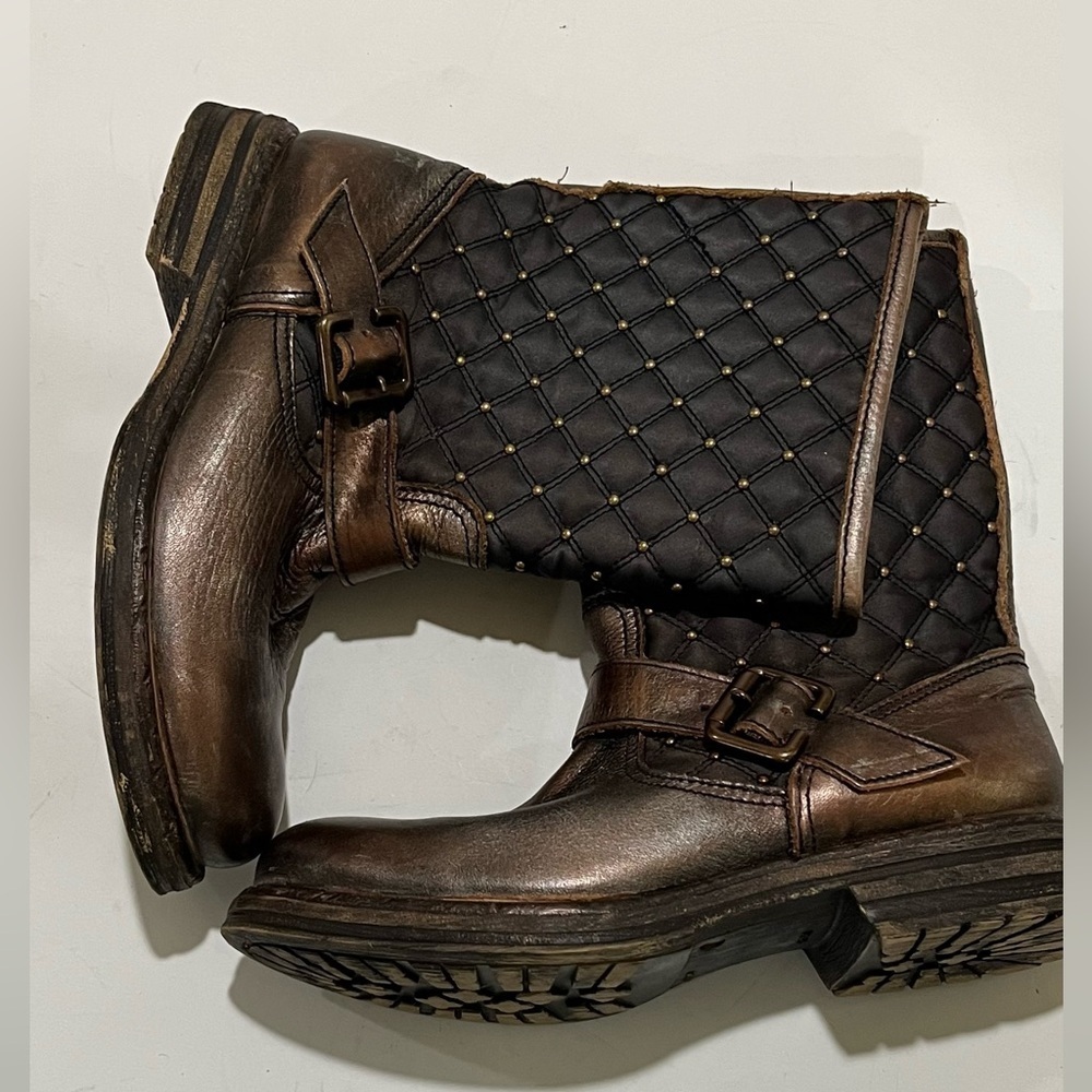 Lucky Brand copper, brown, distressed, biker boots 7.5 39